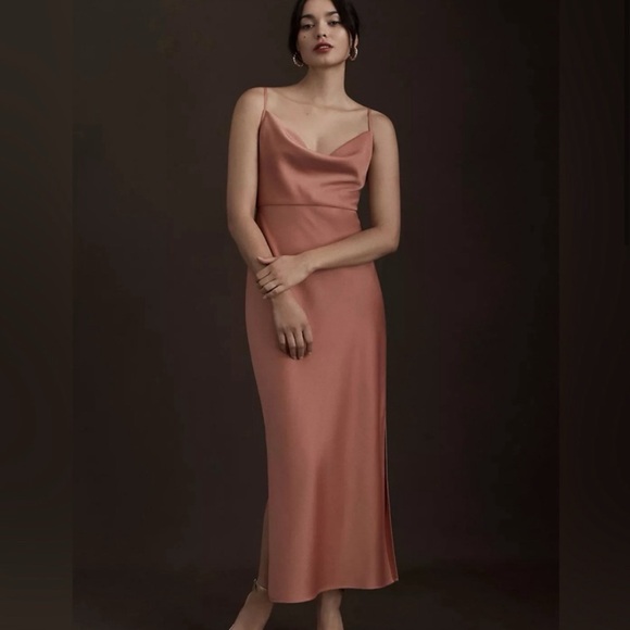 BHLDN Sachin & Babi Cali Satin Cowl Neck Slip Midi Dress Sedona Sunset SZ 8 - Picture 3 of 16